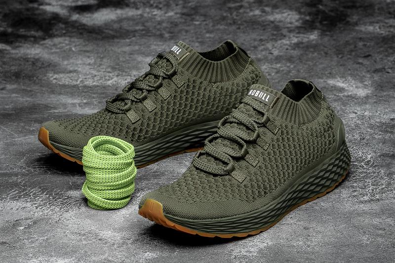 Green Nobull Army Knit Runner Women's Running Shoes | CA L1695I